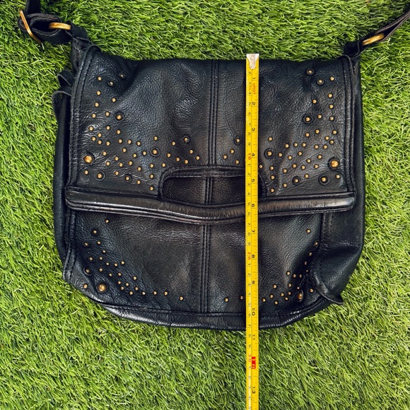 Lucky Brand 100% Black Leather Tote / Crossbody with studs - Picture 13 of 16